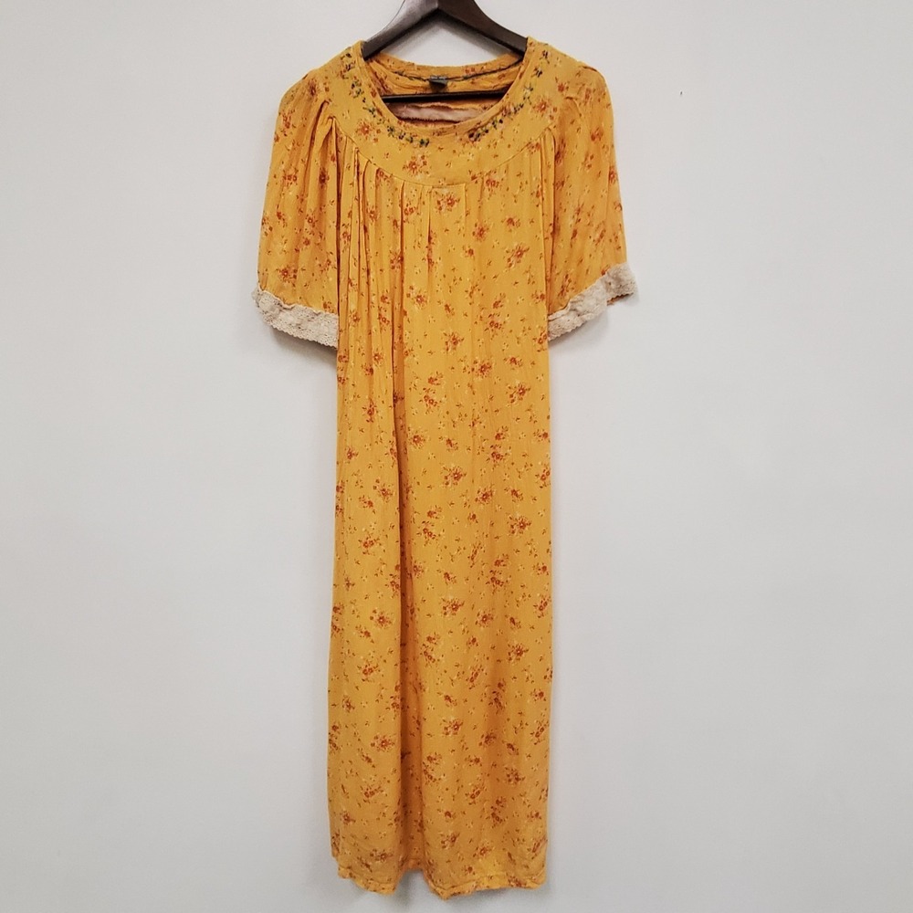 Womens Handmade Cottagecore Dress Size S Tie Back Embroidered Prairie Modest